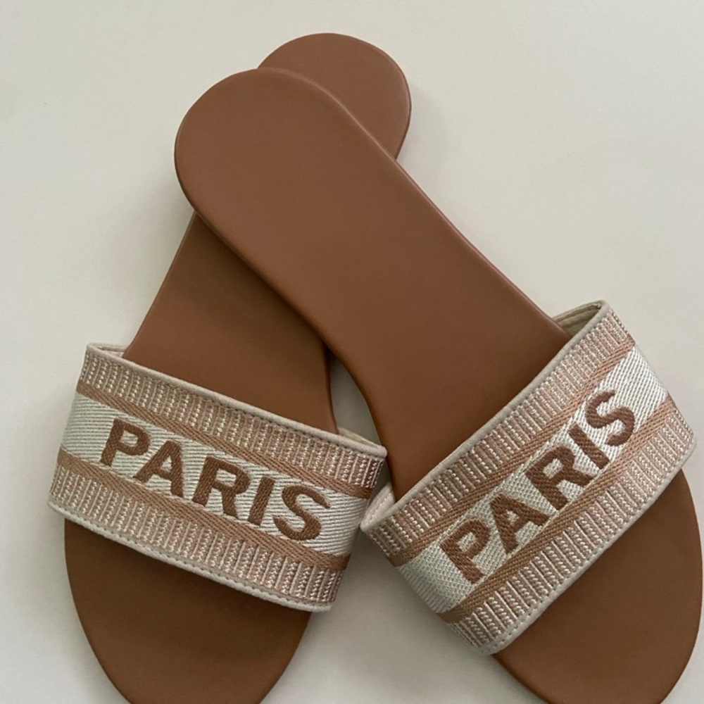 Paris Women's Tan Slide Sandals